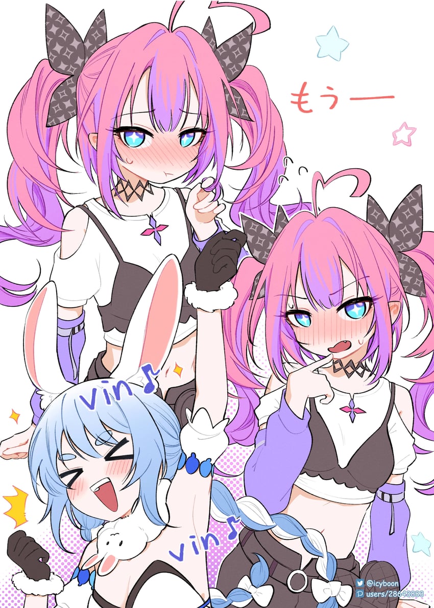 usada pekora, don-chan, and kikirara vivi (hololive and 1 more) drawn by dofus_(icyboon)