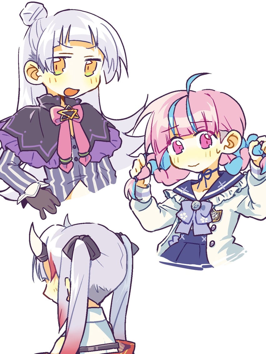 minato aqua, murasaki shion, and nakiri ayame (hololive) drawn by nm_shirasu