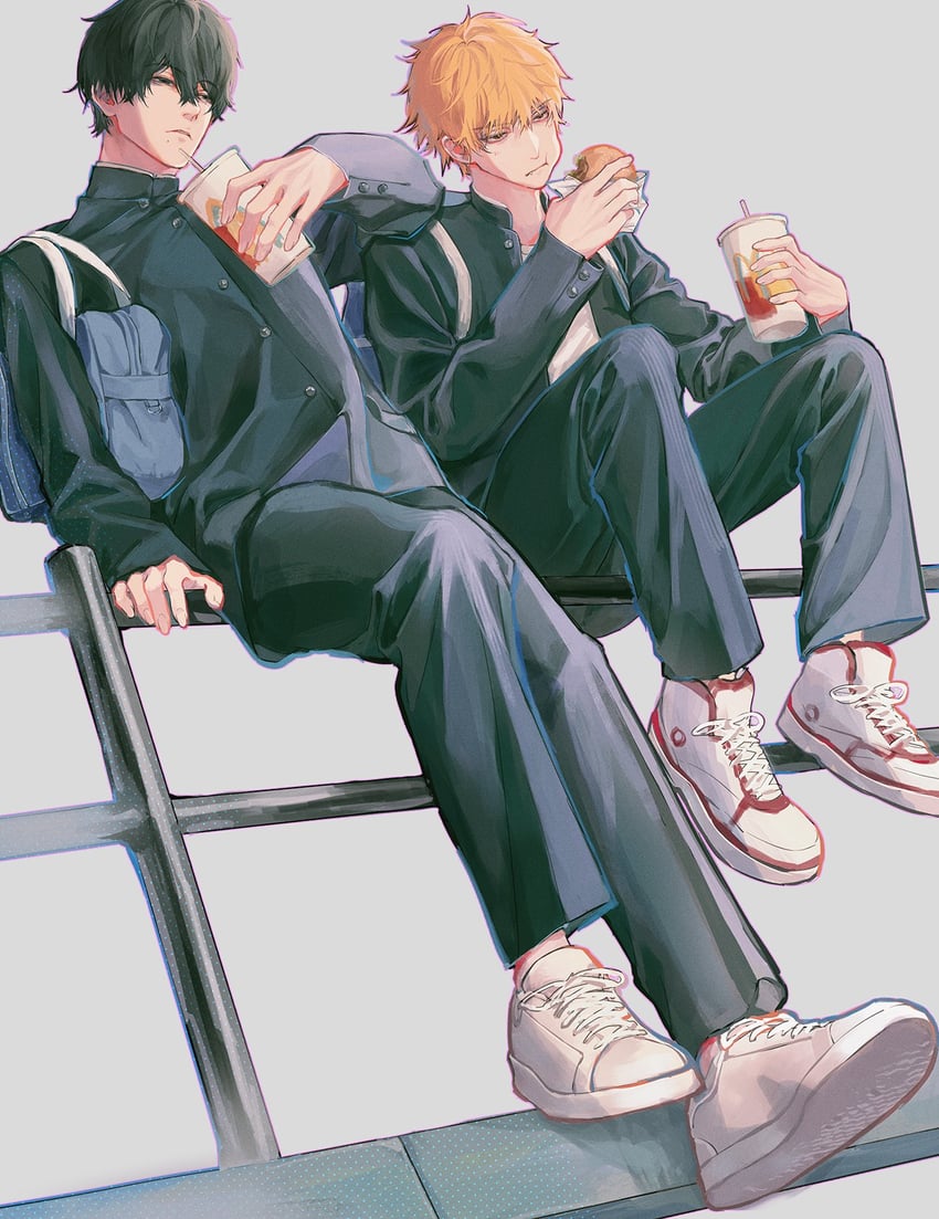 denji and yoshida hirofumi (chainsaw man and 1 more) drawn by jiajianjia