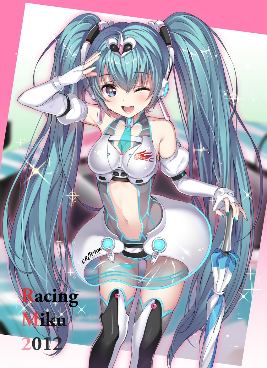 hatsune miku and racing miku (vocaloid and 2 more) drawn by senri_gan