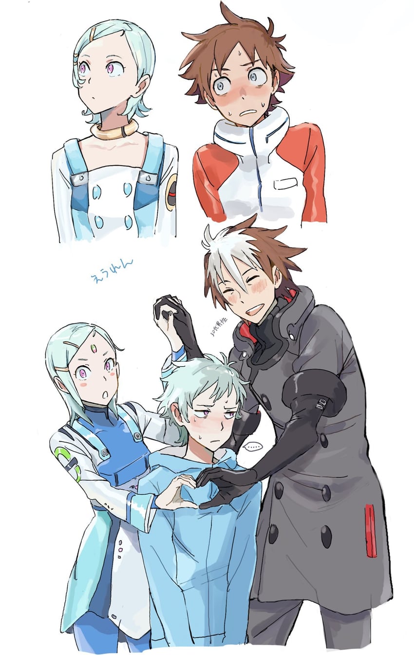 eureka, renton thurston, and fukai ao (eureka seven and 1 more) drawn by rueisi_(namezari)