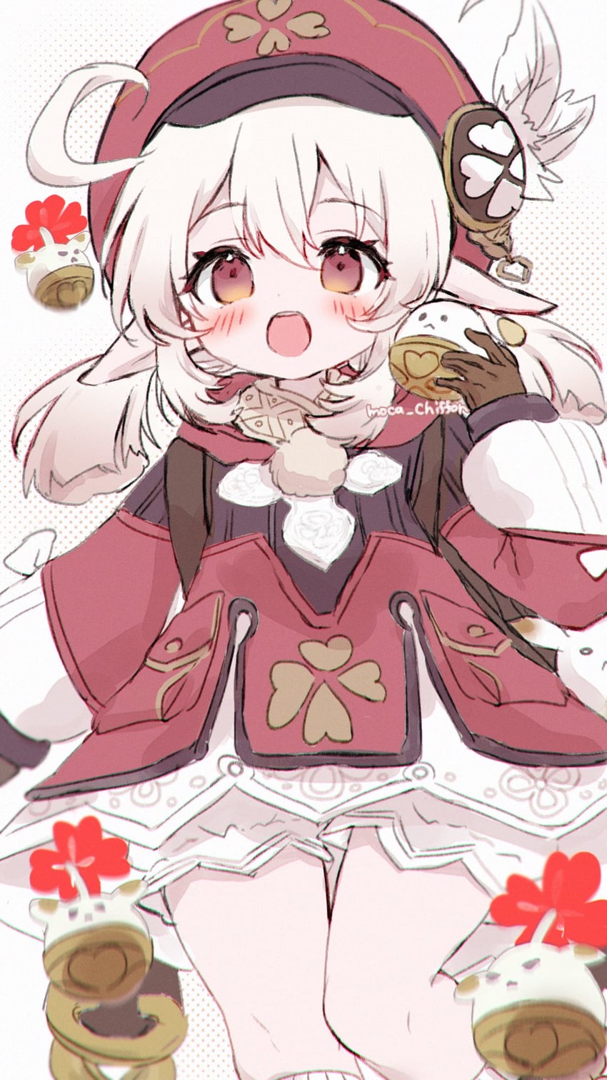 klee and jumpy dumpty (genshin impact) drawn by moca_chiffon