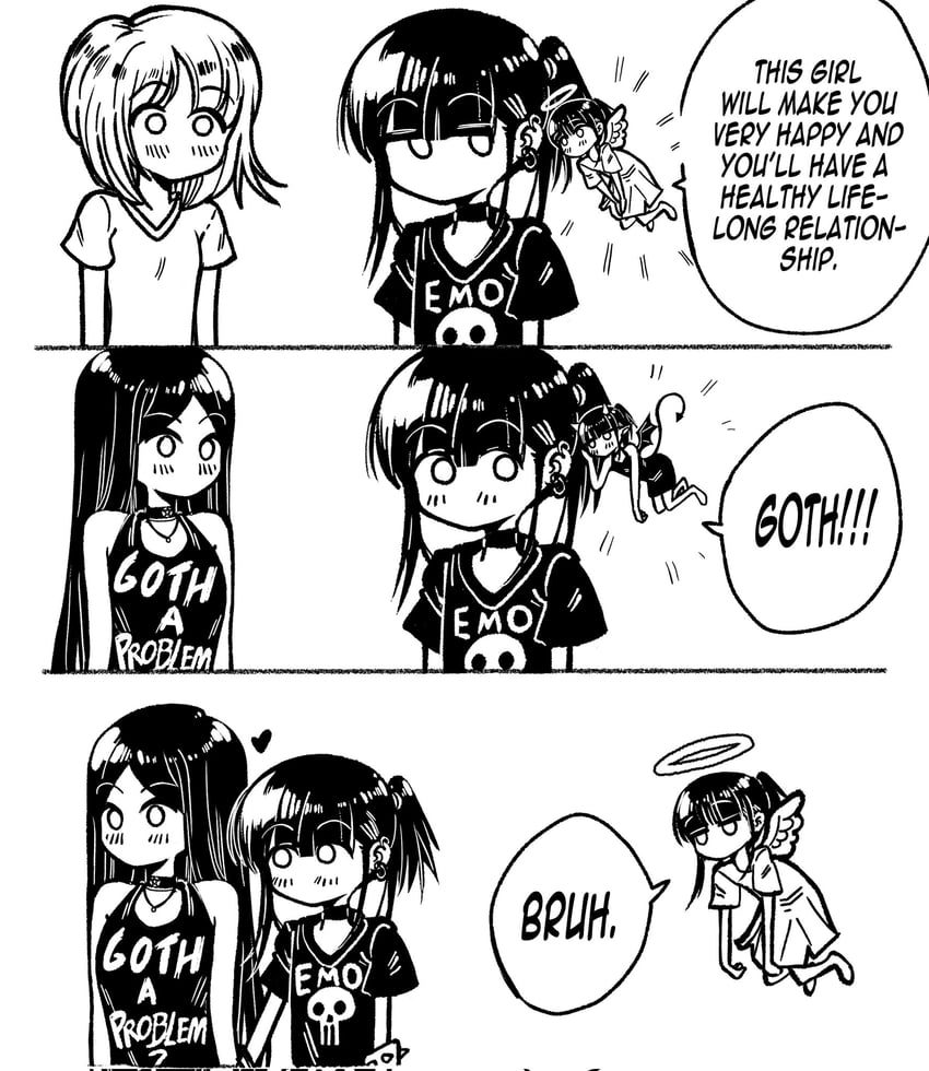 emo-girl and goth-girl (original) drawn by grs-
