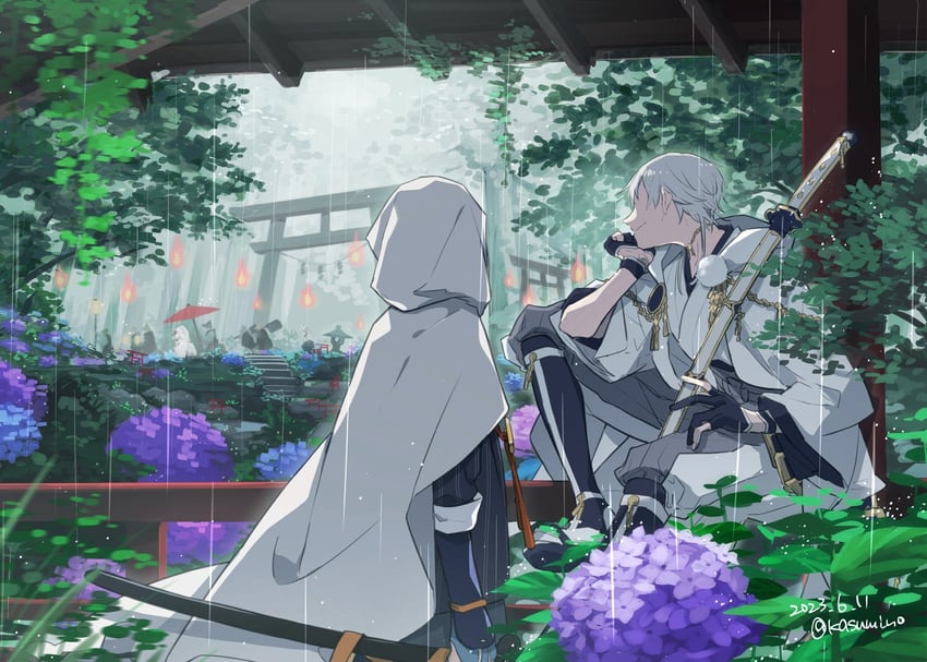 tsurumaru kuninaga and yamanbagiri kunihiro (touken ranbu) drawn by rukira