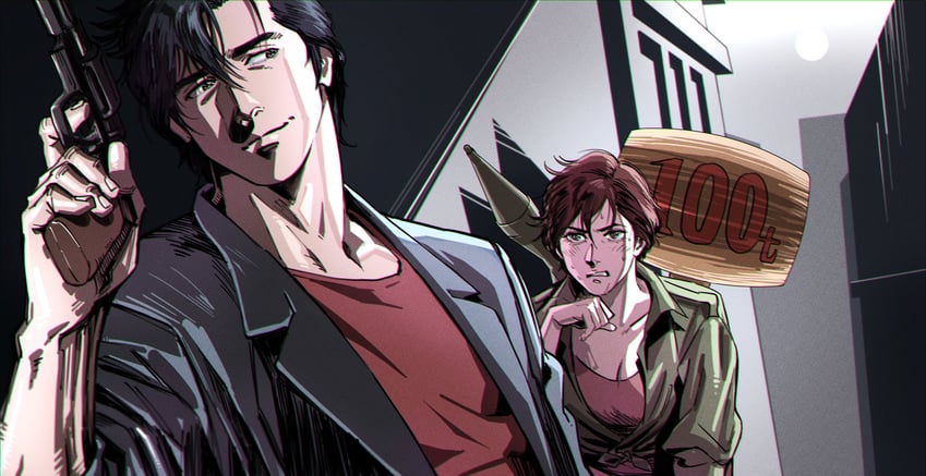 saeba ryou and makimura kaori (city hunter) drawn by tobo_katsuo