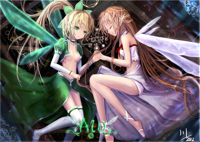 asuna, leafa, and titania (sword art online) drawn by wangchuan_de_quanyan