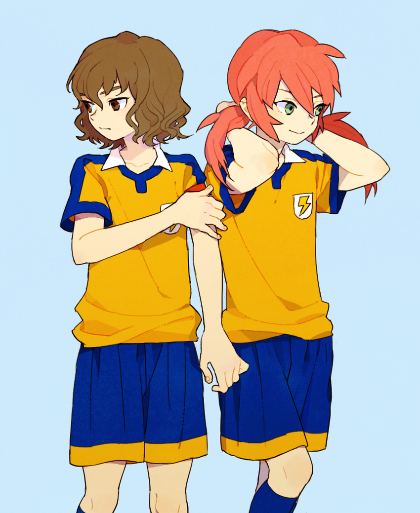 kirino ranmaru and shindou takuto (inazuma eleven and 1 more) drawn by momo_(simio)