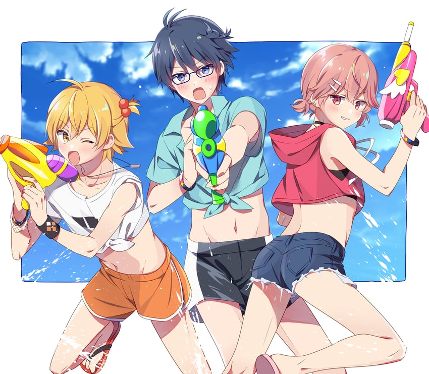 atago rentaro, asahi sora, and yano reiji (dankira!!!) drawn by riku_(melty_drop)