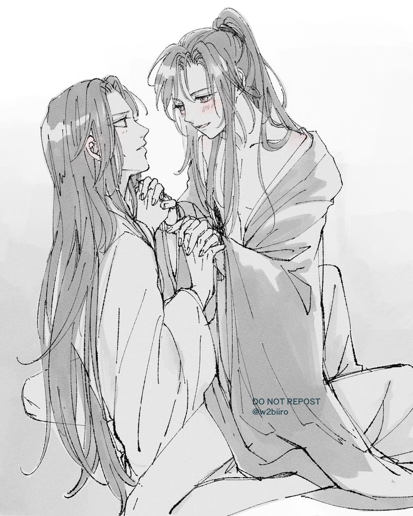 wei wuxian and lan wangji (modao zushi) drawn by w2biiro