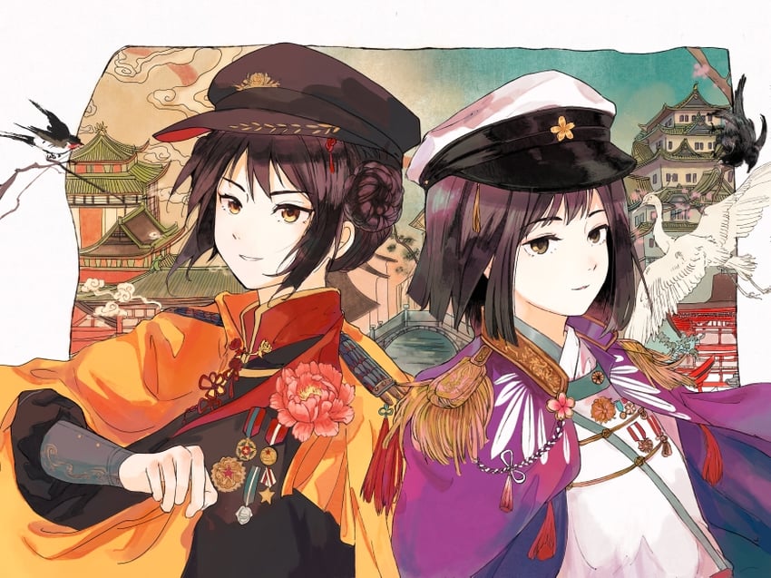 japan and china (axis powers hetalia) drawn by user_munm3887