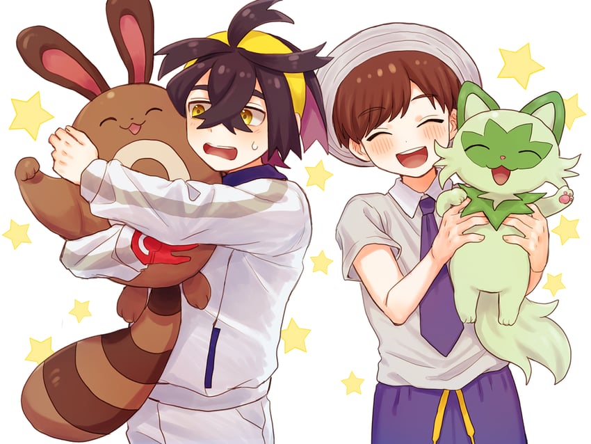 kieran, florian, sprigatito, and sentret (pokemon and 1 more) drawn by mochi_(mocchi_p_2m)