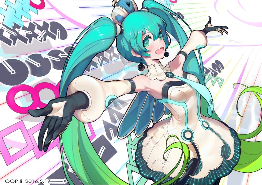 hatsune miku (vocaloid and 2 more) drawn by oop