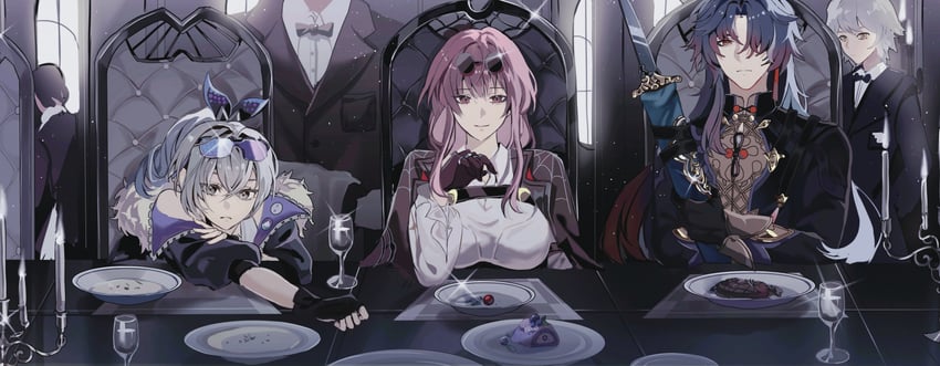 kafka, silver wolf, and blade (honkai and 1 more) drawn by woshidogzhiking