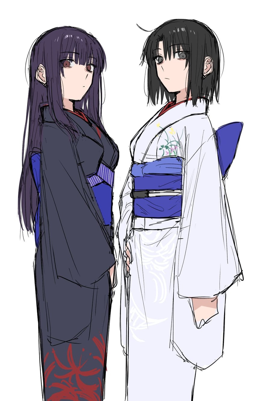ryougi shiki, void shiki, and asagami fujino (kara no kyoukai) drawn by egomeshi