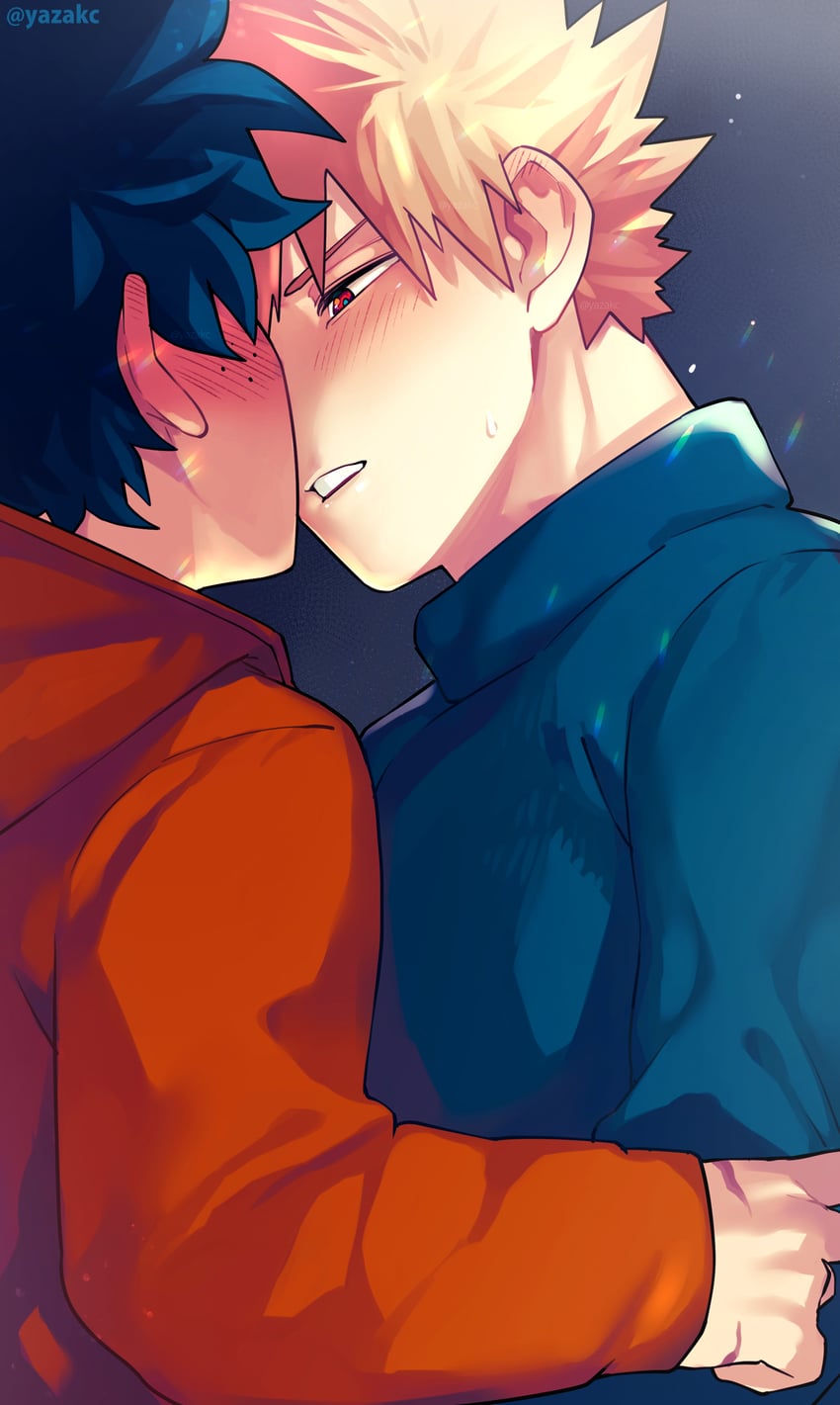 midoriya izuku and bakugou katsuki (boku no hero academia) drawn by yazaki_(yazakc)