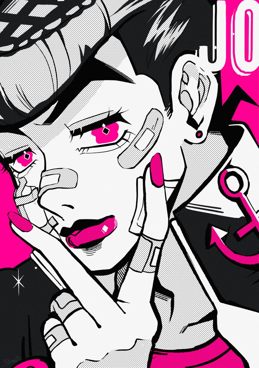higashikata josuke (jojo no kimyou na bouken and 1 more) drawn by natchan_blue_(nanairopenki)