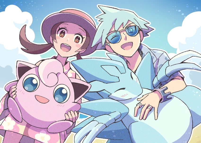 lyra, jigglypuff, steven stone, and alolan sandslash (pokemon and 1 more) drawn by zeroki_(izuno)