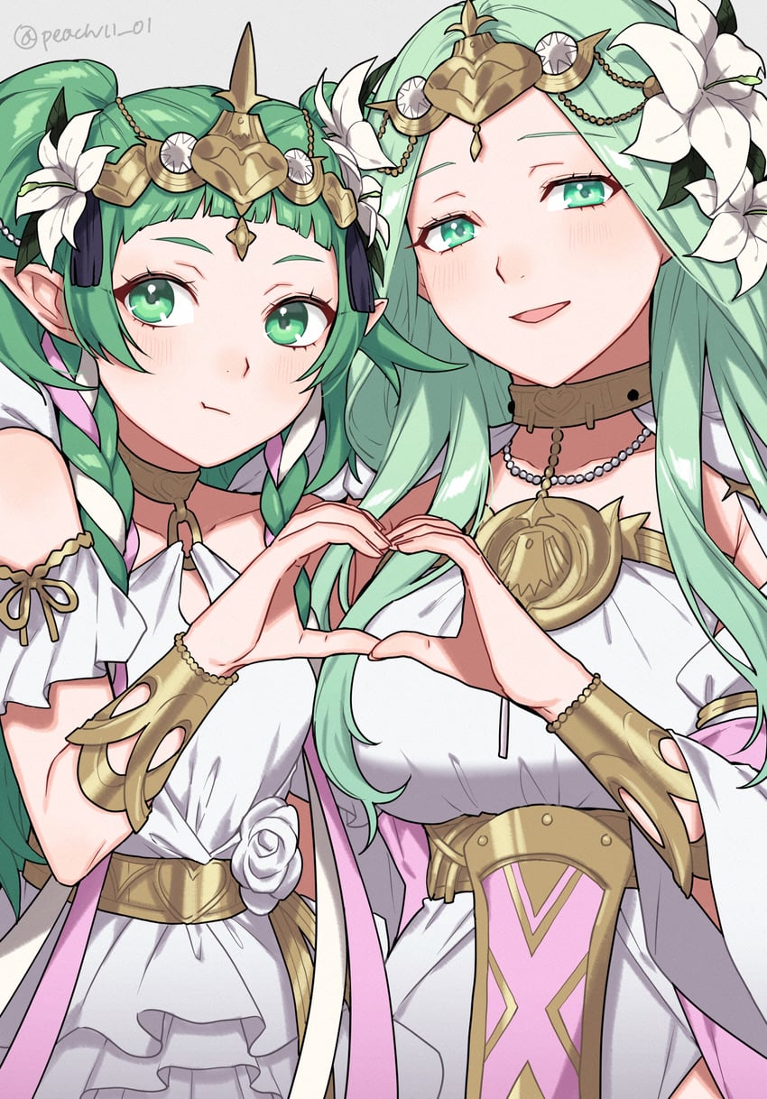 rhea and sothis (fire emblem and 2 more) drawn by shamu_(peach11_01)