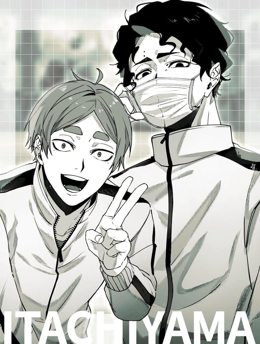 sakusa kiyoomi and komori motoya (haikyuu!!) drawn by omg_genjitsu
