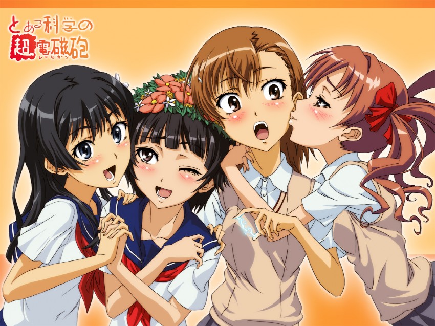 misaka mikoto, shirai kuroko, saten ruiko, and uiharu kazari (toaru majutsu no index and 1 more) drawn by kuriyaniya