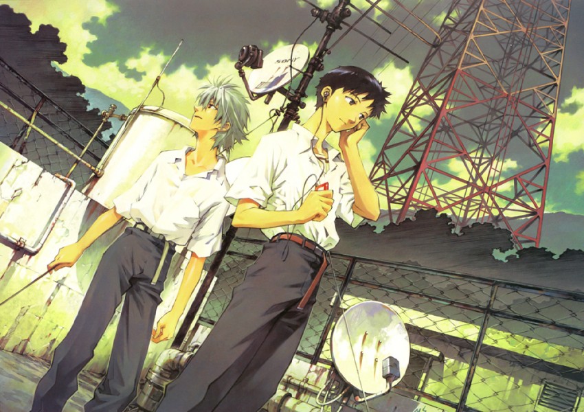 ikari shinji and nagisa kaworu (neon genesis evangelion) drawn by sadamoto_yoshiyuki