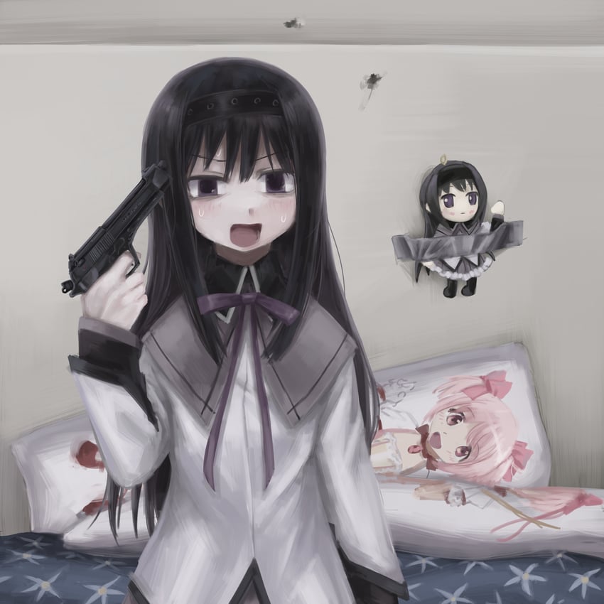 akemi homura and kaname madoka (mahou shoujo madoka magica) drawn by diu9you