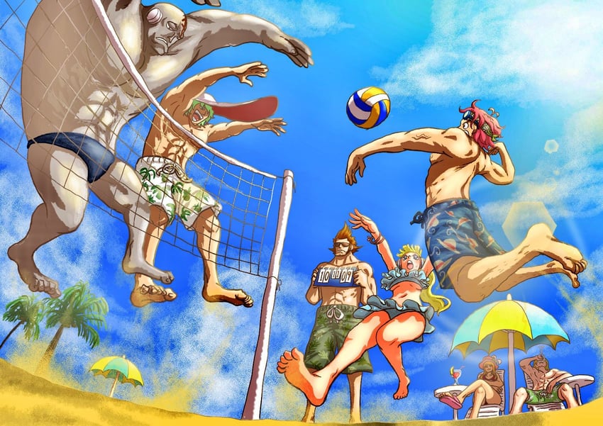 koby, x drake, helmeppo, hibari, kujaku, and 1 more (one piece) drawn by yosuyosu