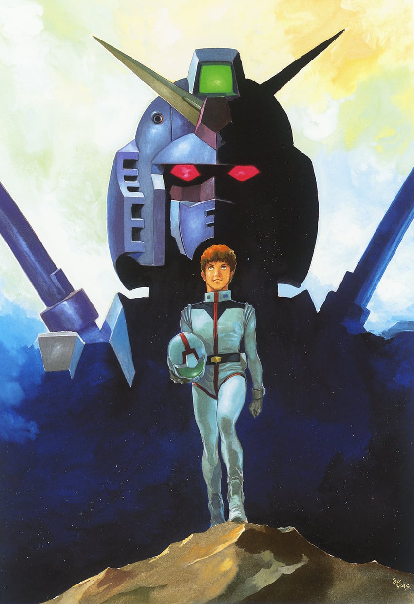 rx-78-2 gundam and amuro ray (gundam and 1 more) drawn by yasuhiko_yoshikazu