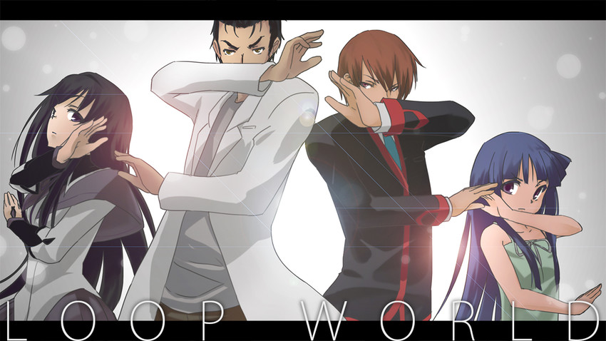 akemi homura, furude rika, okabe rintarou, and natsume kyousuke (mahou shoujo madoka magica and 3 more) drawn by untn1016
