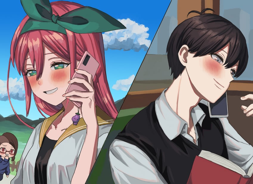 sunny, aubrey, mr. plantegg, and kim (omori) drawn by shousan_(hno3syo)