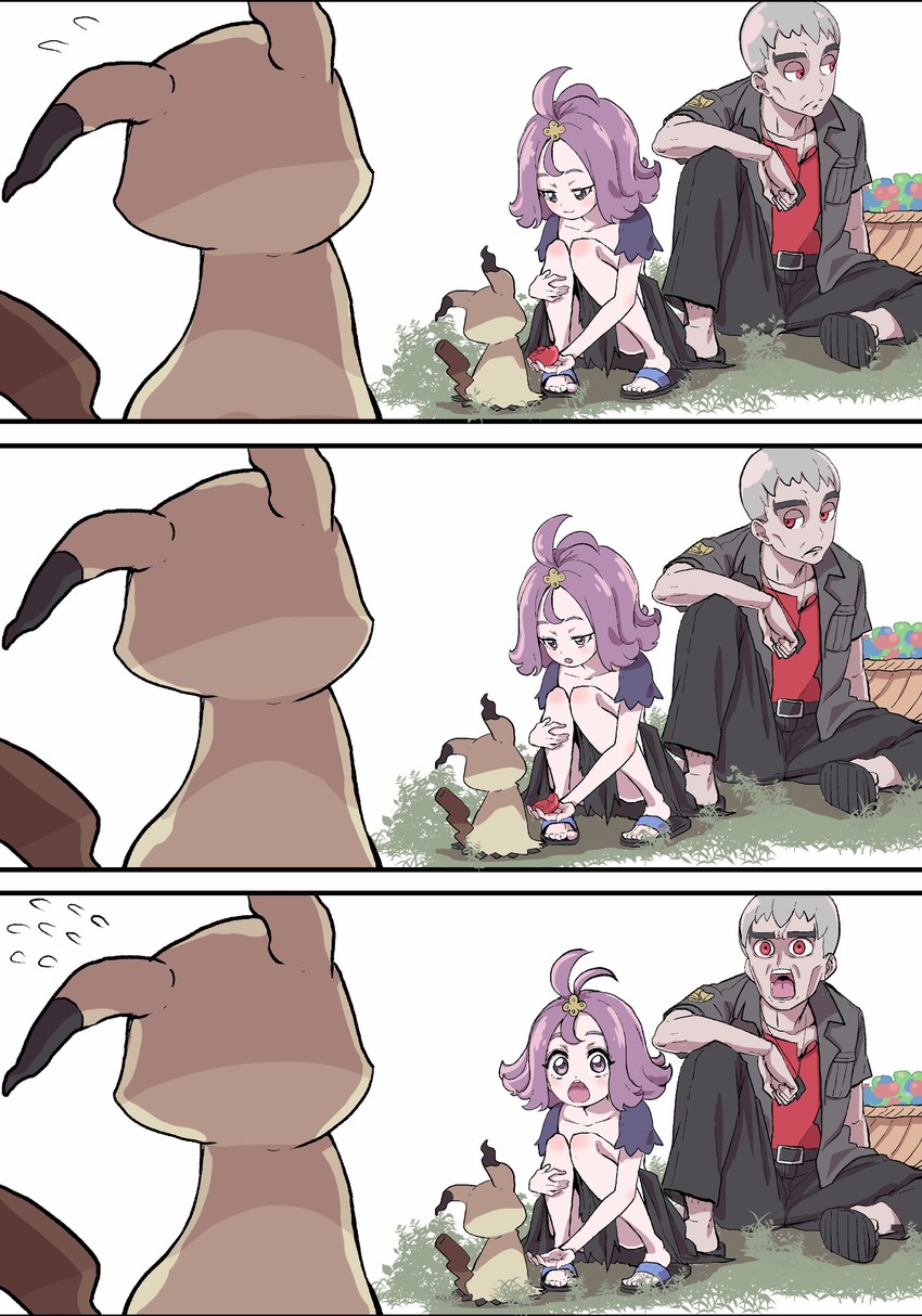 mimikyu, acerola, and nanu (pokemon and 1 more) drawn by galbi_(iouytuuyio)