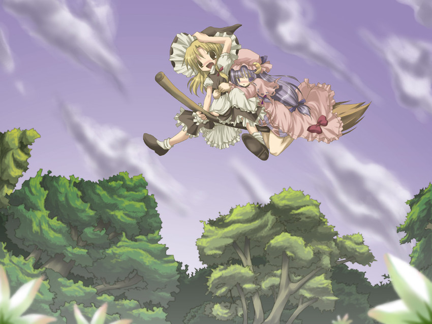 kirisame marisa and patchouli knowledge (touhou) drawn by izumi_yukiru