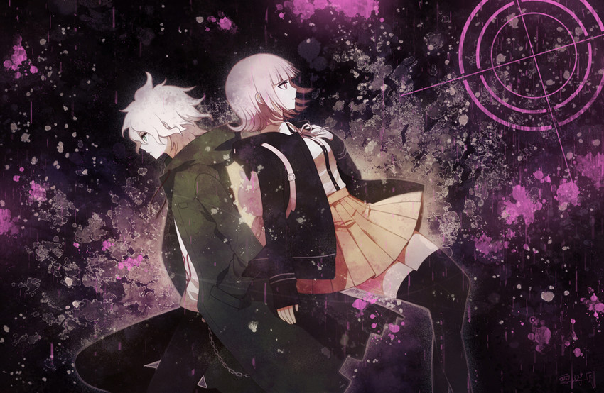 nanami chiaki and komaeda nagito (danganronpa and 1 more) drawn by angel31424