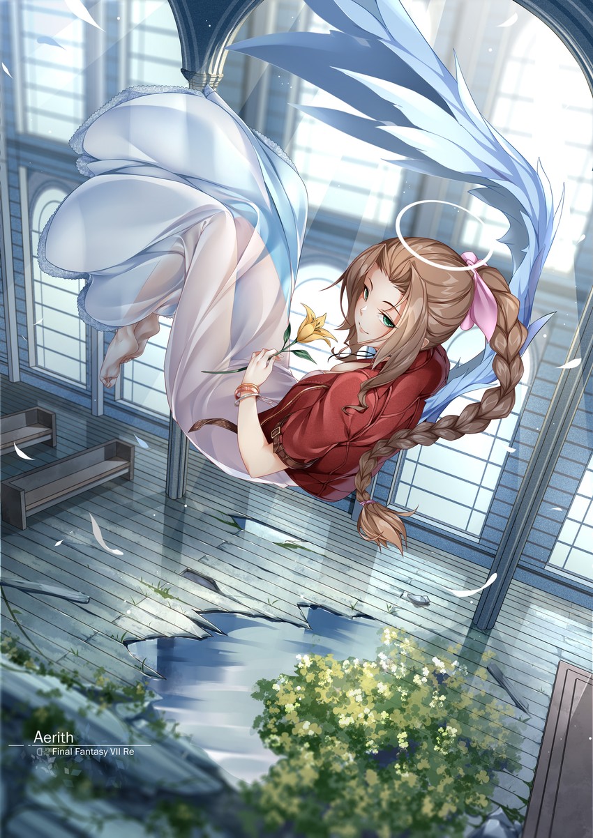 aerith gainsborough (final fantasy and 2 more) drawn by d._joko