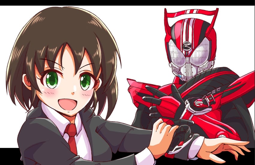 harada miyo, kamen rider drive, and tomari shinnosuke (idolmaster and 3 more) drawn by ginmugi