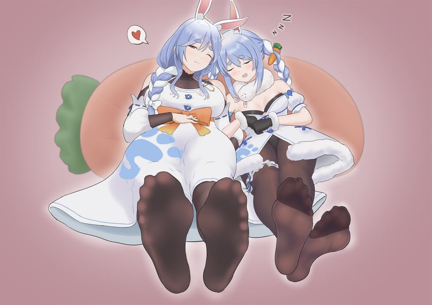 usada pekora, don-chan, and pekomama (hololive) drawn by treadml