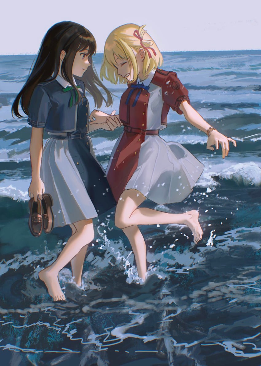 nishikigi chisato and inoue takina (lycoris recoil) drawn by kabocha_(kabocha0726)