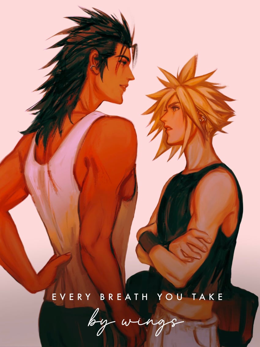 cloud strife and zack fair (final fantasy and 1 more) drawn by chocobowings
