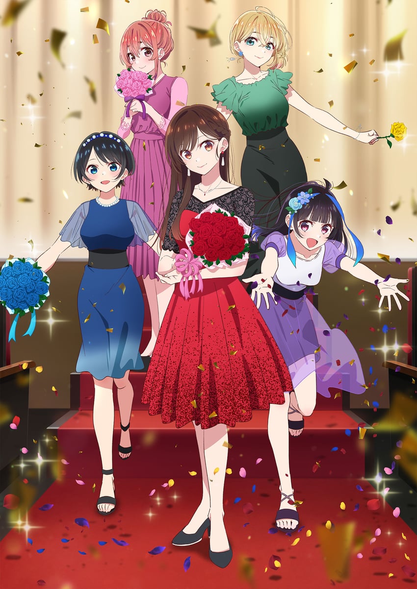 mizuhara chizuru, sarashina ruka, sakurasawa sumi, nanami mami, and yaemori mini (kanojo okarishimasu) drawn by hirayama_kanna