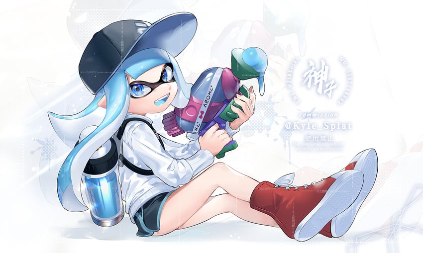 inkling player character and inkling girl (splatoon) drawn by jinkoika