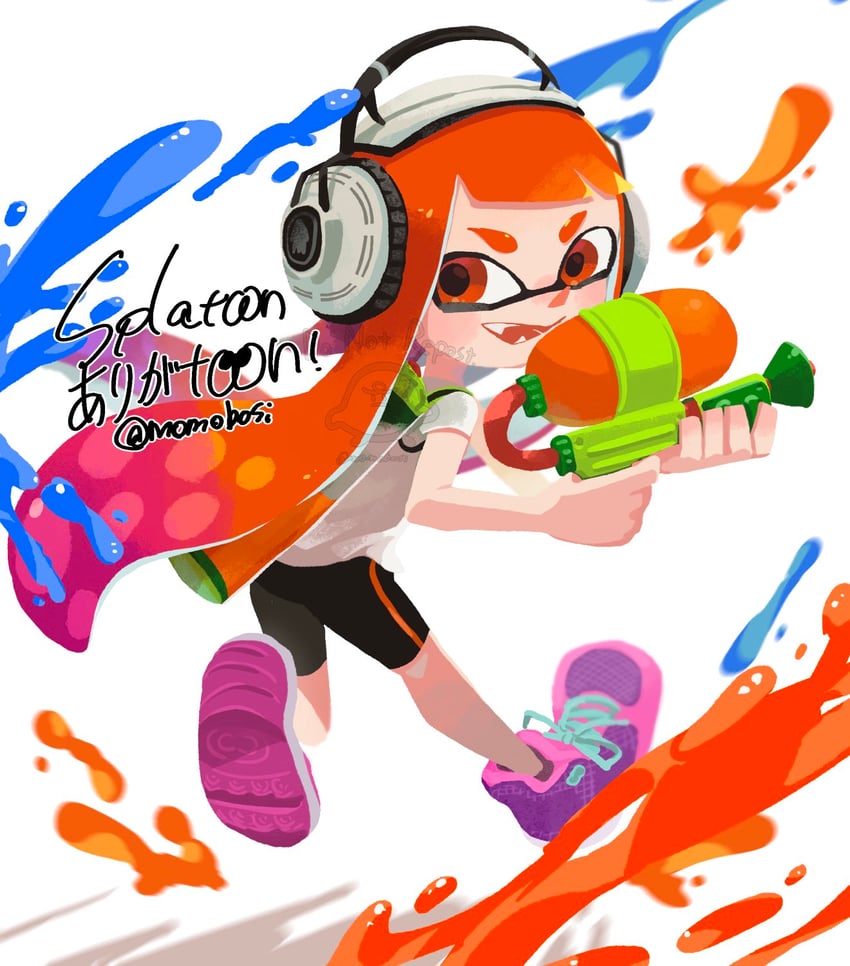 inkling player character, inkling girl, and kaori (splatoon and 1 more) drawn by momobosi