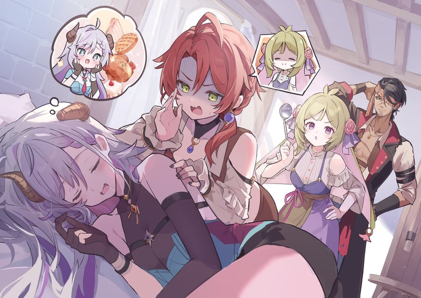 valeria, heidi, flocke cerha, and lanze dach (atelier and 1 more) drawn by mola_mola