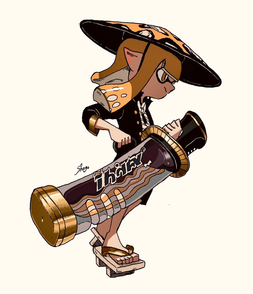 inkling player character and inkling girl (splatoon and 1 more) drawn by shogo_(shogo70449442)