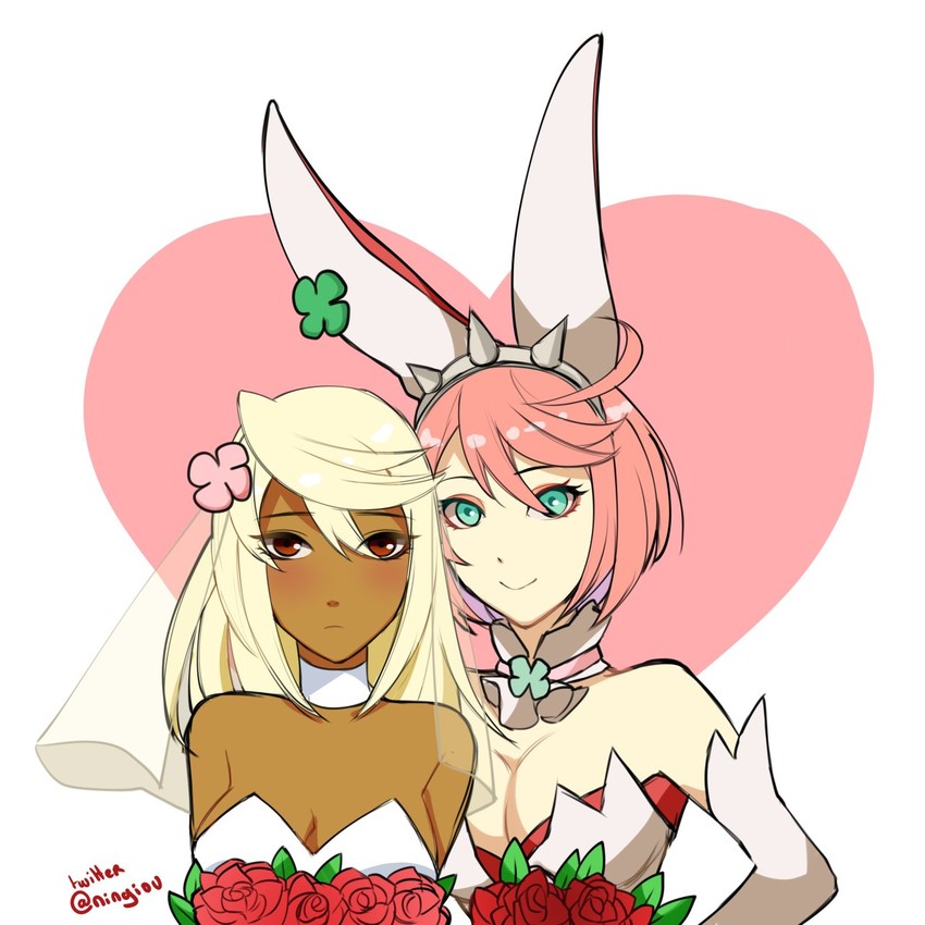 ramlethal valentine and elphelt valentine (guilty gear and 1 more) drawn by kyou_(iuciferic)