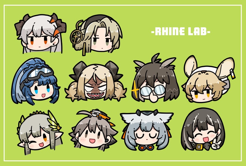 saria, muelsyse, silence, ifrit, ptilopsis, and 5 more (arknights) drawn by dog-san