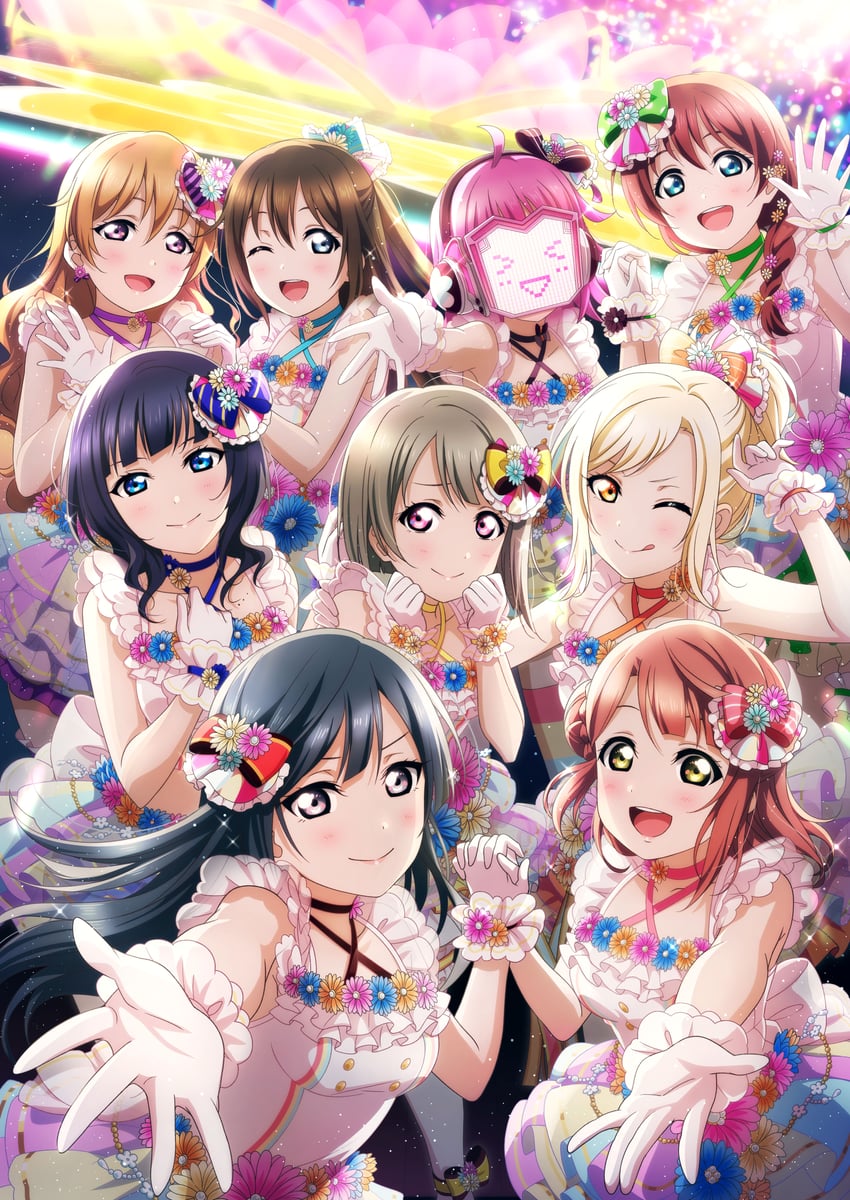 yuki setsuna, uehara ayumu, osaka shizuku, tennoji rina, nakasu kasumi, and 4 more (love live! and 1 more)
