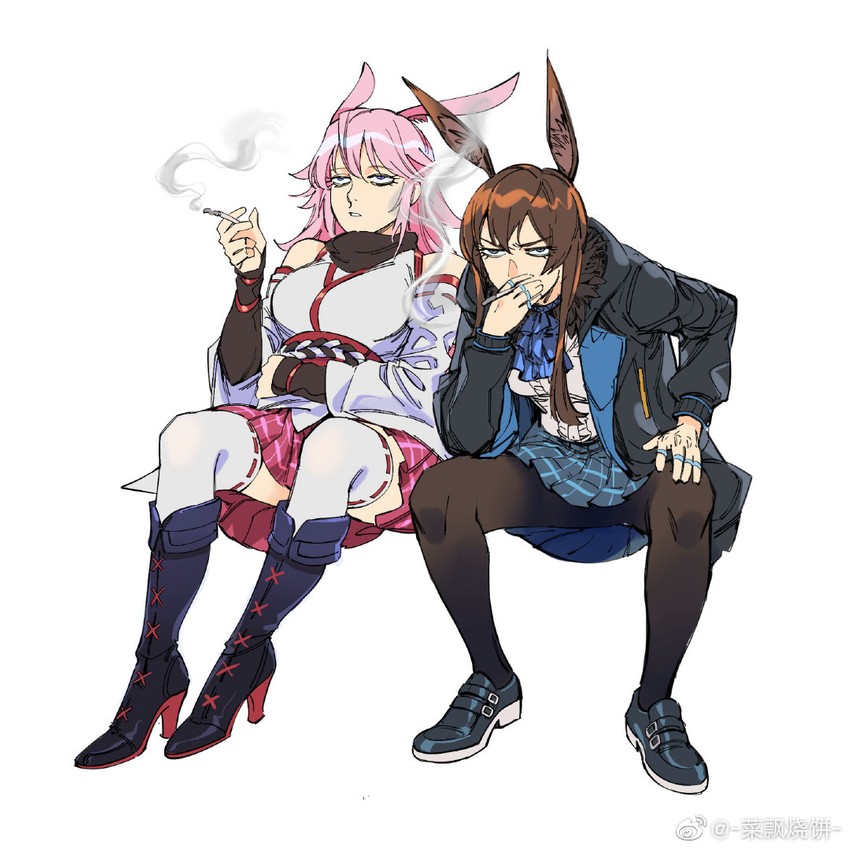 amiya and yae sakura (arknights and 2 more) drawn by ruukii_drift