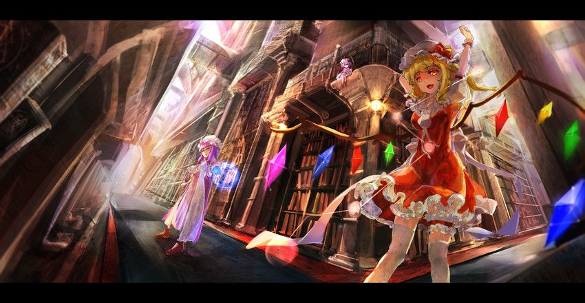 remilia scarlet, flandre scarlet, and patchouli knowledge (touhou) drawn by qianyi_yuantu_sheng