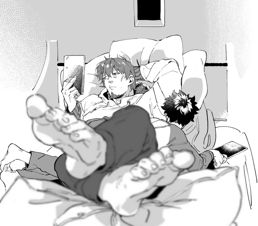 fujimaru ritsuka and hector (fate and 1 more) drawn by imoda