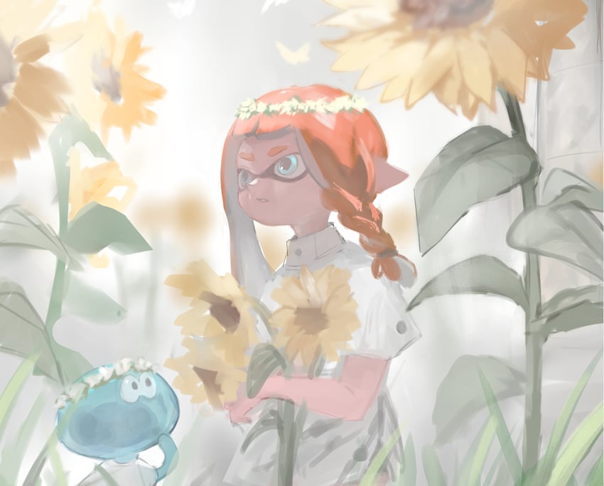 inkling player character, inkling girl, and jellyfish (splatoon) drawn by ga4me4